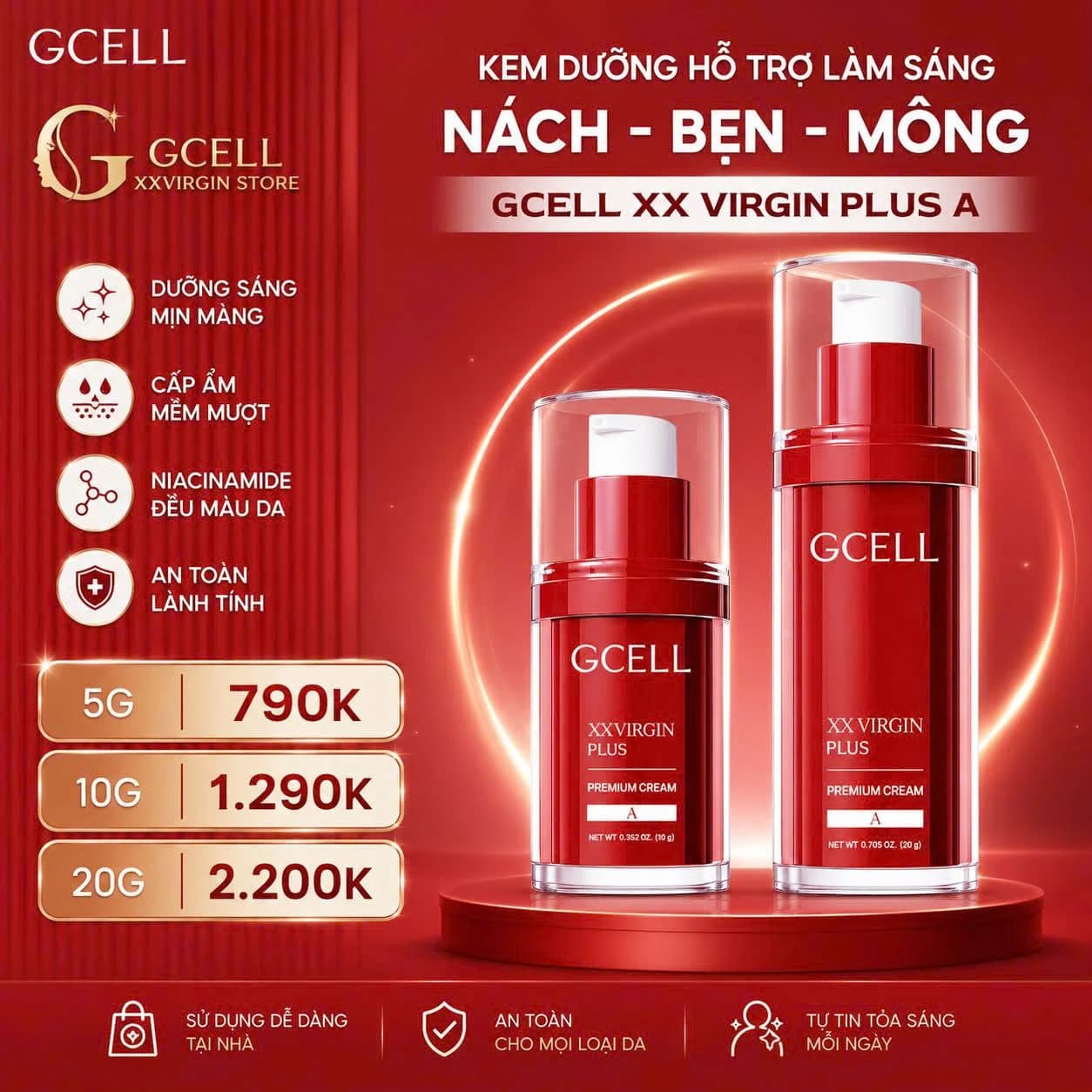Kem Dưỡng Trắng Nách - Bẹn - Mông GCELL XX Virgin Plus A